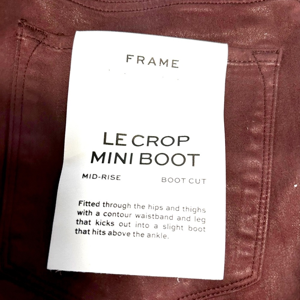 Frame Le Crop Mini Boot Bordeaux coated jeans Cropped - Picture 12 of 16
